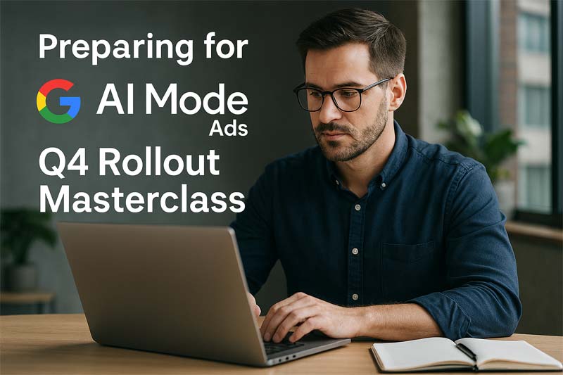 Google AI Mode ads, AI Mode advertising, Google ad rollout Q4, Performance Max AI ads, conversational search targeting, feed hygiene, AI search marketing
