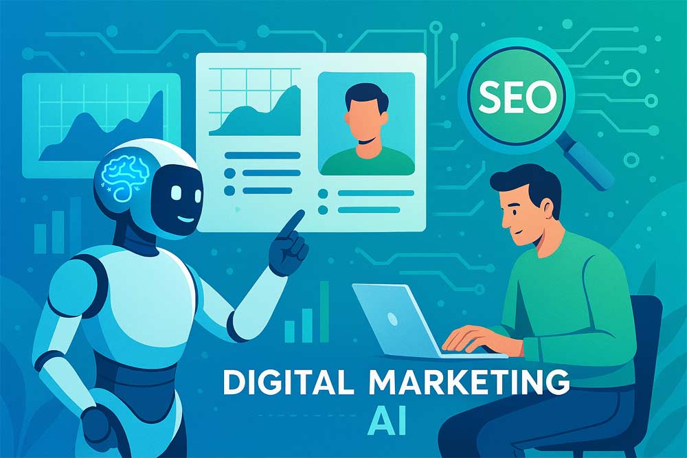 ai in digital marketing, artificial intelligence marketing examples, how ai works in marketing, benefits of ai in marketing, ai seo optimization, ai for customer engagement, ai tools for marketing, ai marketing strategy