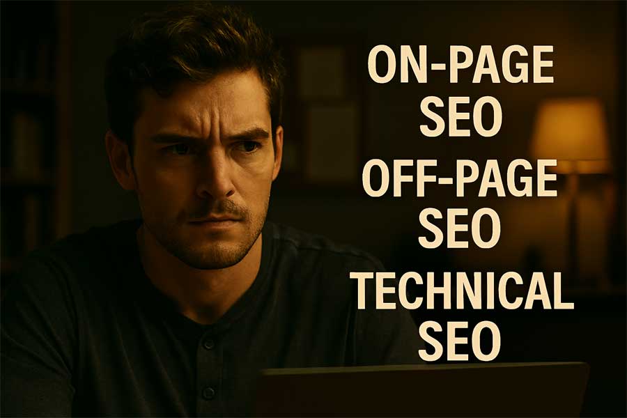 on page vs off page seo, technical seo explained, local seo guide, seo types for ranking, what is on page seo, difference between on page and off page seo, seo beginners guide, seo tools free