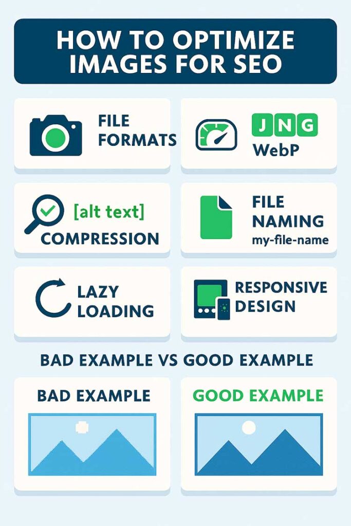 optimize images for SEO, image SEO best practices, alt text optimization, SEO image compression, how to optimize images for website speed, image file format SEO, image optimization tools, image seo examples