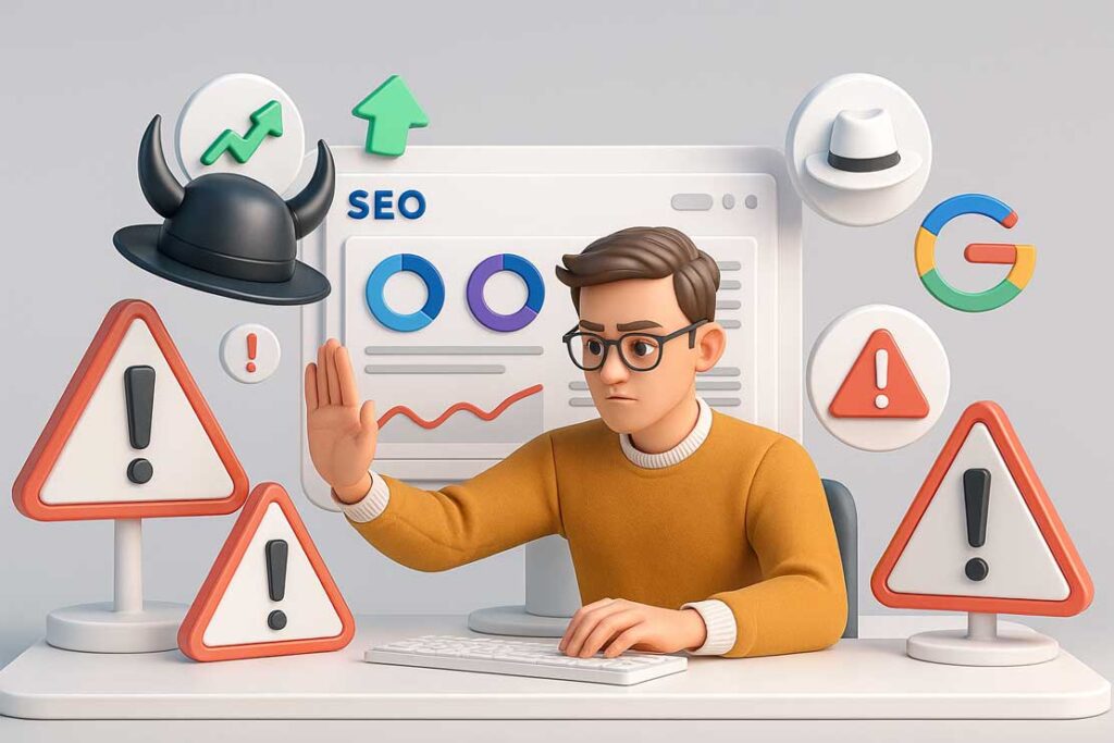 avoid negative seo, black hat seo, seo mistakes, ethical seo practices, white hat seo, google penalty recovery, spam link removal, safe seo optimization, small seo tool